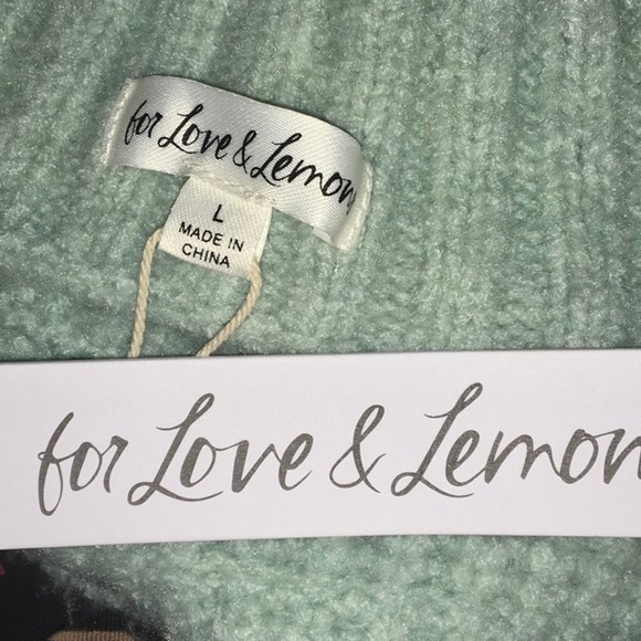 For Love and Lemons Dominique Cropped Open Back Sweater Top in Mint Green L NWT - Picture 4 of 5